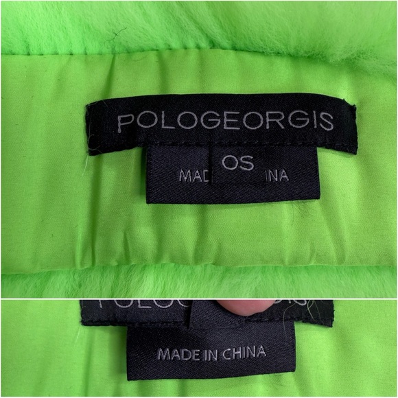 Pologeorgis Genuine Neon Dyed Fox Fur Velcro Scarf Headband Collar in Green - Picture 14 of 17